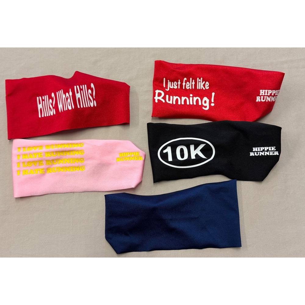 Hippie Runner Headbands Set 5 Piece Red‎ Pink Black Blue Running Workout
